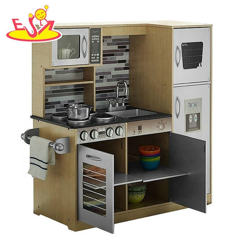 2019 New design kids large wooden toy kitchen play set for pretend cooking W10C458B