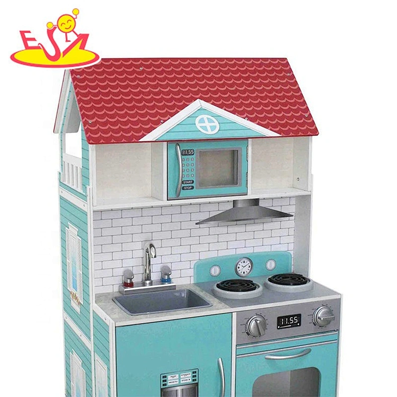 2020 high quality preschool wooden 2 in 1 dolls house and kitchen for children W06A395