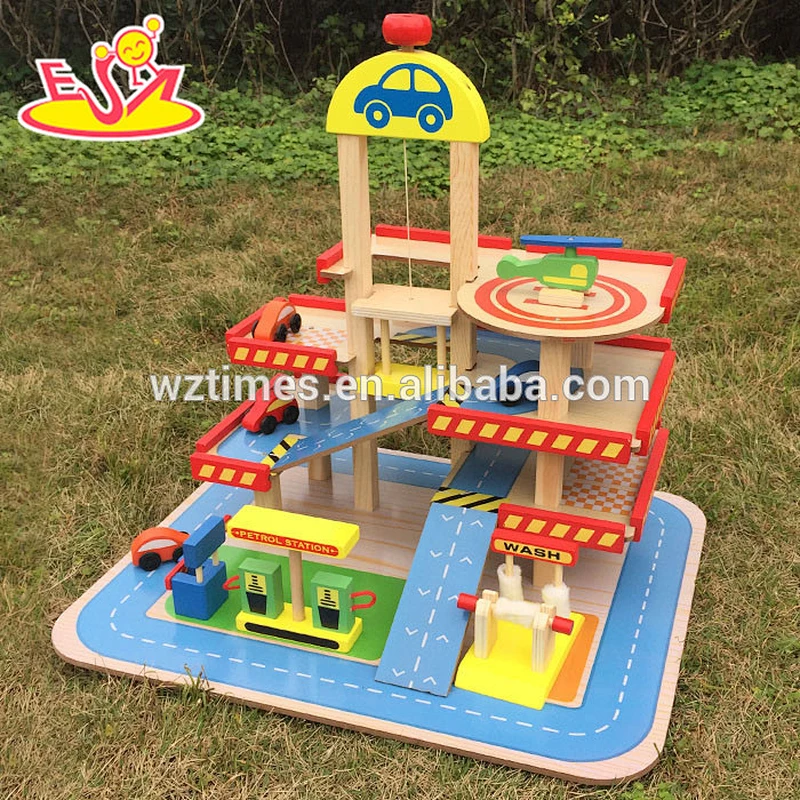 2018 Wholesale toddlers wooden car garage toy funny kids wooden car garage toy cheap children wooden car garage toy W04B034