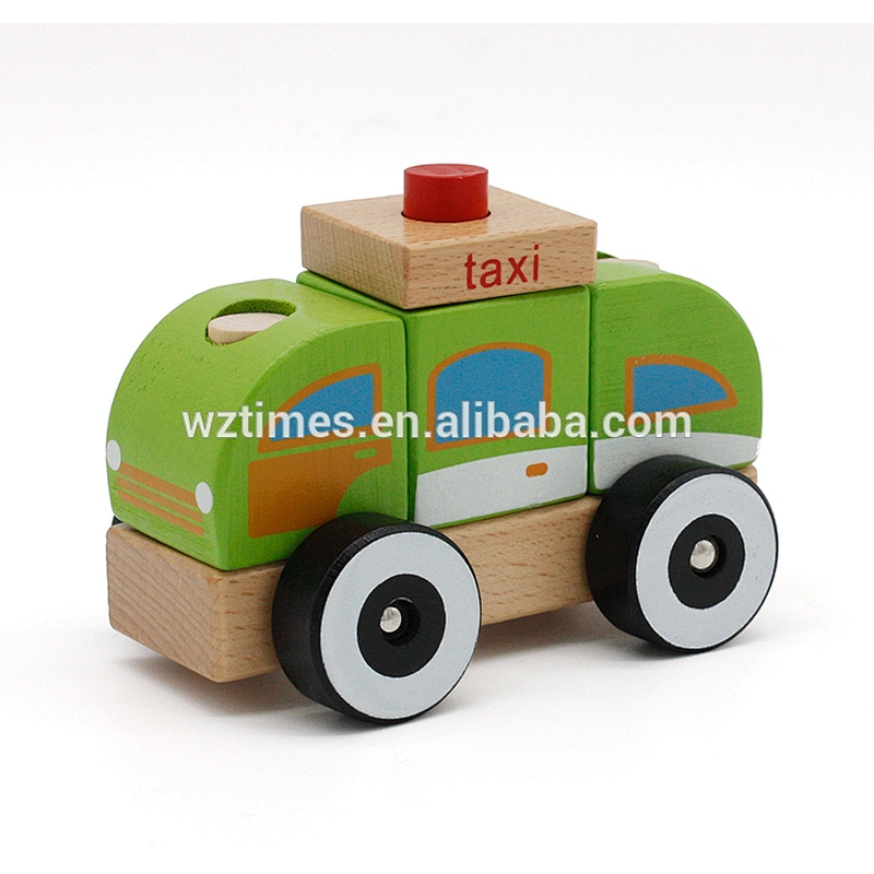 Wholesale High quality wooden mini taxi car toy for children W05C010