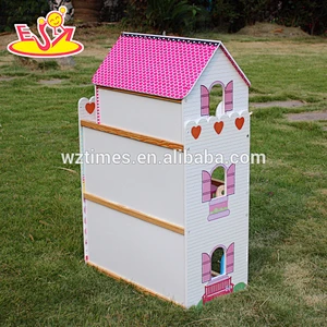 wholesale top fashion girls wooden miniature doll house for sale W06A163