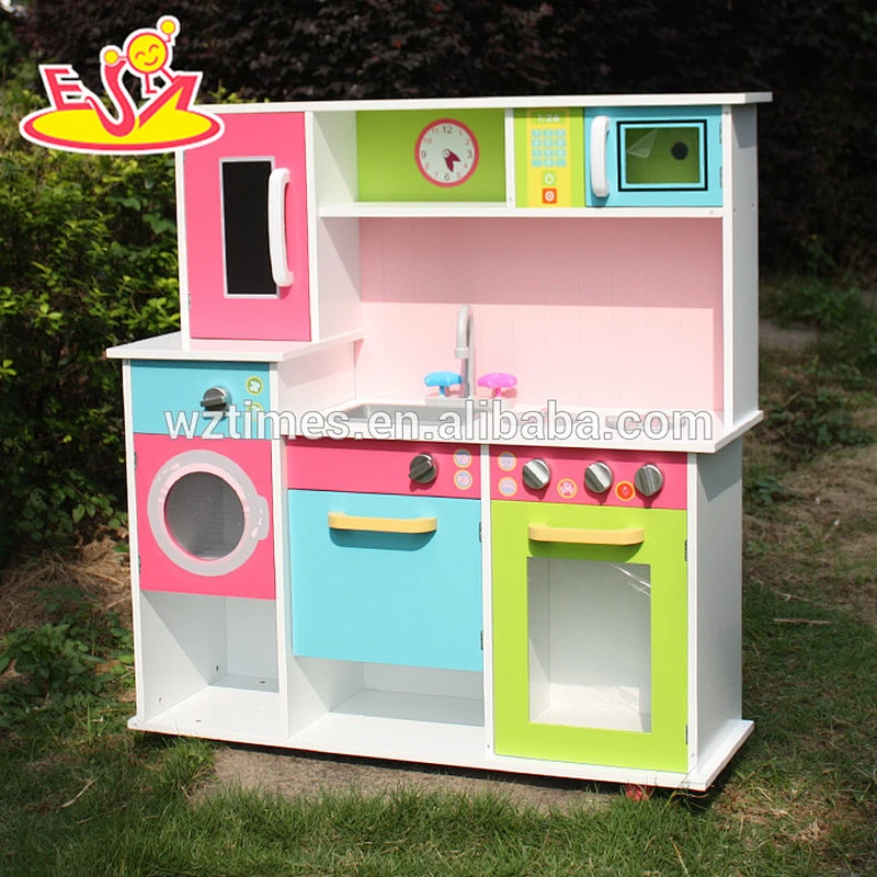 wholesale top fashion kids wooden pink play kitchen for sale W10C230