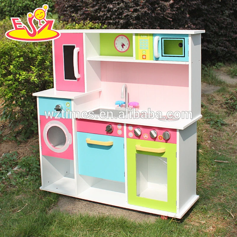 wholesale top fashion kids wooden pink play kitchen for sale W10C230