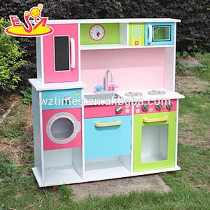 wholesale top fashion kids wooden pink play kitchen for sale W10C230