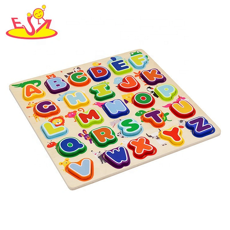 2019 Superseptember best 2 in 1 alphabet & number wooden animal puzzle games for kids W14B114