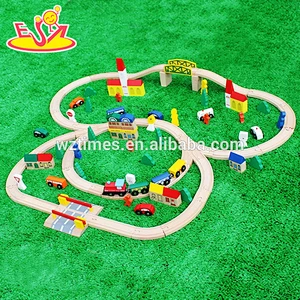 Wholesale wonderful wooden diy train tracks train railway toys for kids WJ276368