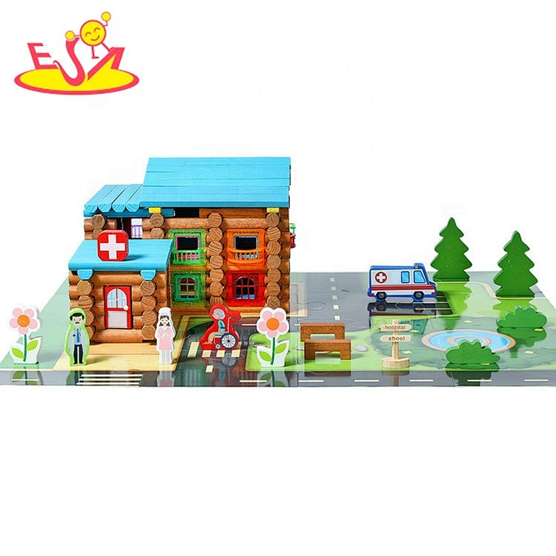 wholesale educational wooden build house toy for kids W14G050