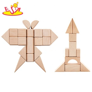 2020 Wholesale 100PCS natural wooden building blocks for kids W13A216