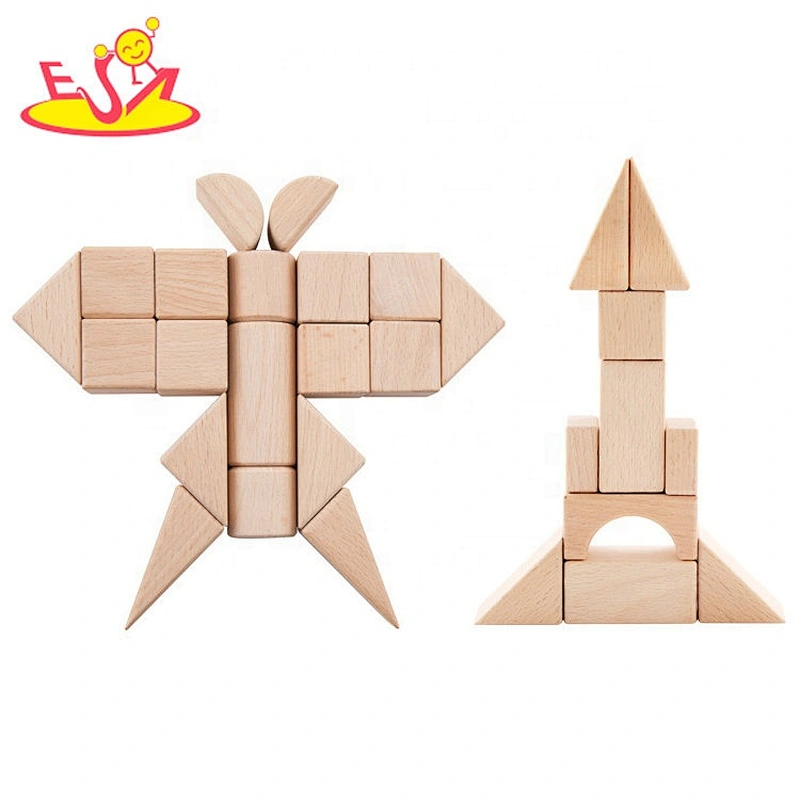 2020 Wholesale 100PCS natural wooden building blocks for kids W13A216