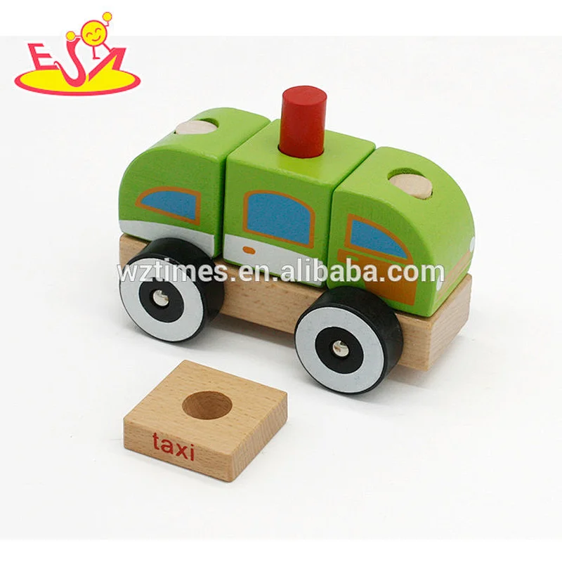 Wholesale High quality wooden mini taxi car toy for children W05C010