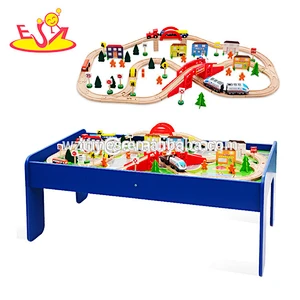 Wholesale top fashion 90 PCS wooden train tracks toy table for kids W04C148