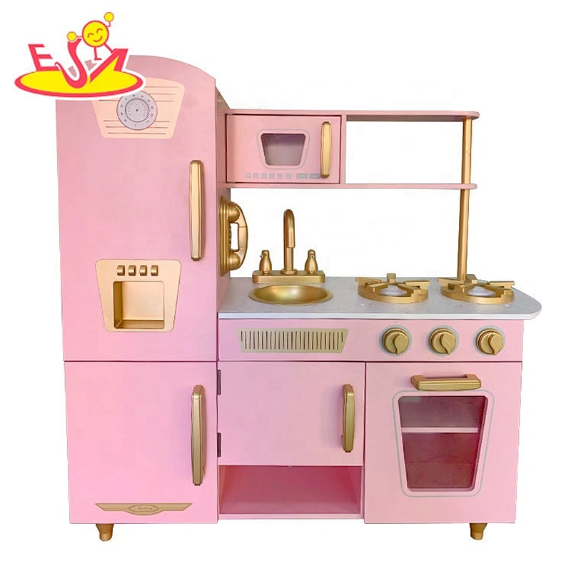 2020 New arrived pink kids kitchen set with freezer W10C571