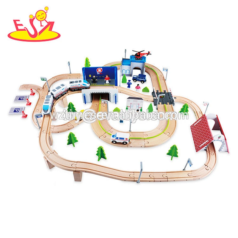 Wholesale top fashion 90 PCS wooden train tracks toy table for kids W04C148