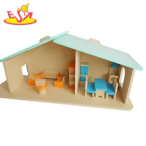 New custom design mini doll DIY playing wooden dollhouse toy for girls W06A391B
