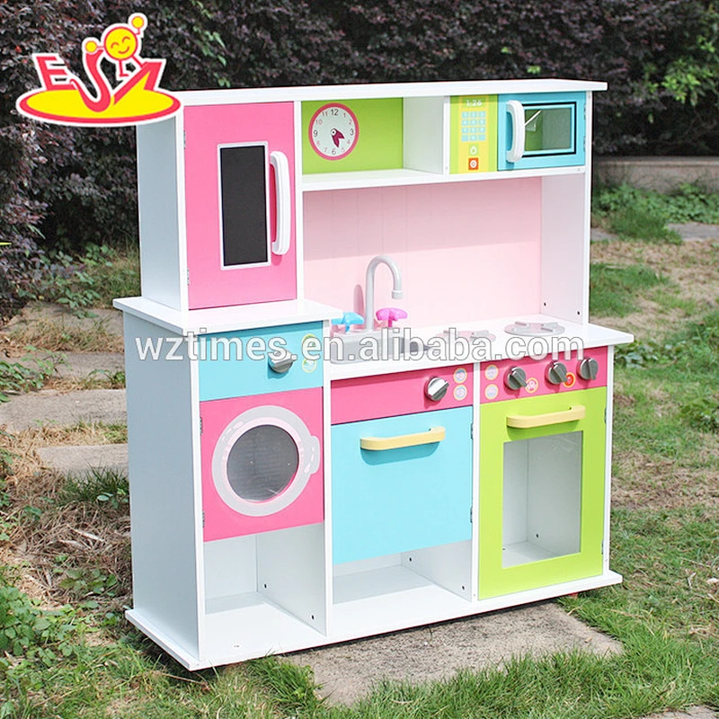 wholesale top fashion kids wooden pink play kitchen for sale W10C230