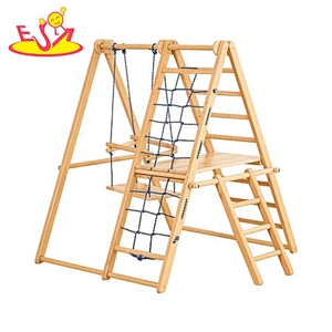 2020 New sale indoor playground wooden swing sets with climbing net W01F005