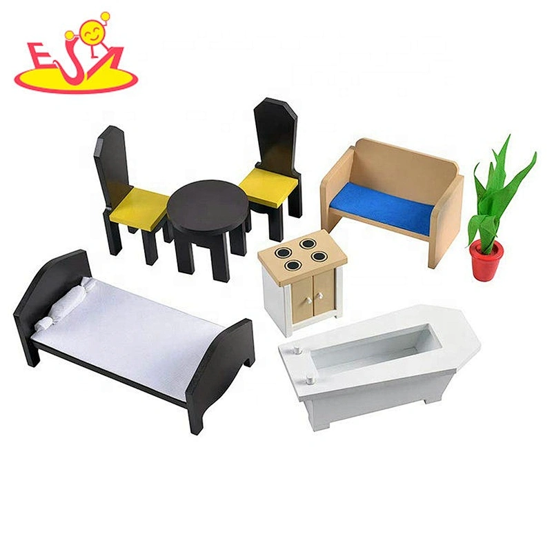2020 high quality preschool wooden 2 in 1 dolls house and kitchen for children W06A395