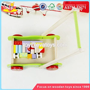 wholesale cheap wooden baby activity walker high quality toys wooden baby activity walker with building blocks W16E076