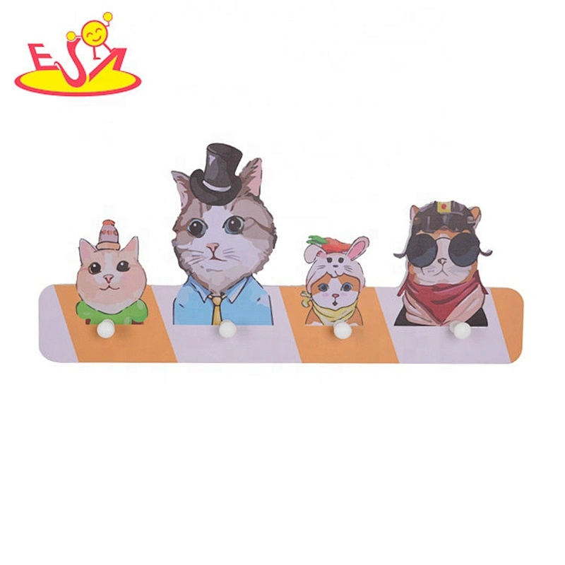 Customize cartoon wooden kids wall hooks for decorative W09B105