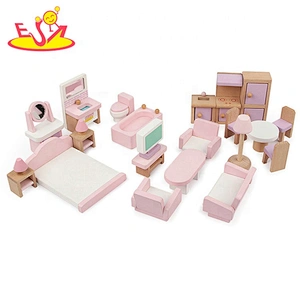 2020 wholesale pink creative wooden playhouse dolls for babies W06A385