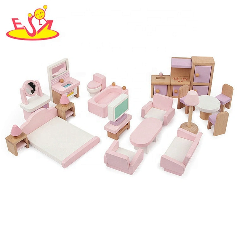 2020 wholesale pink creative wooden playhouse dolls for babies W06A385