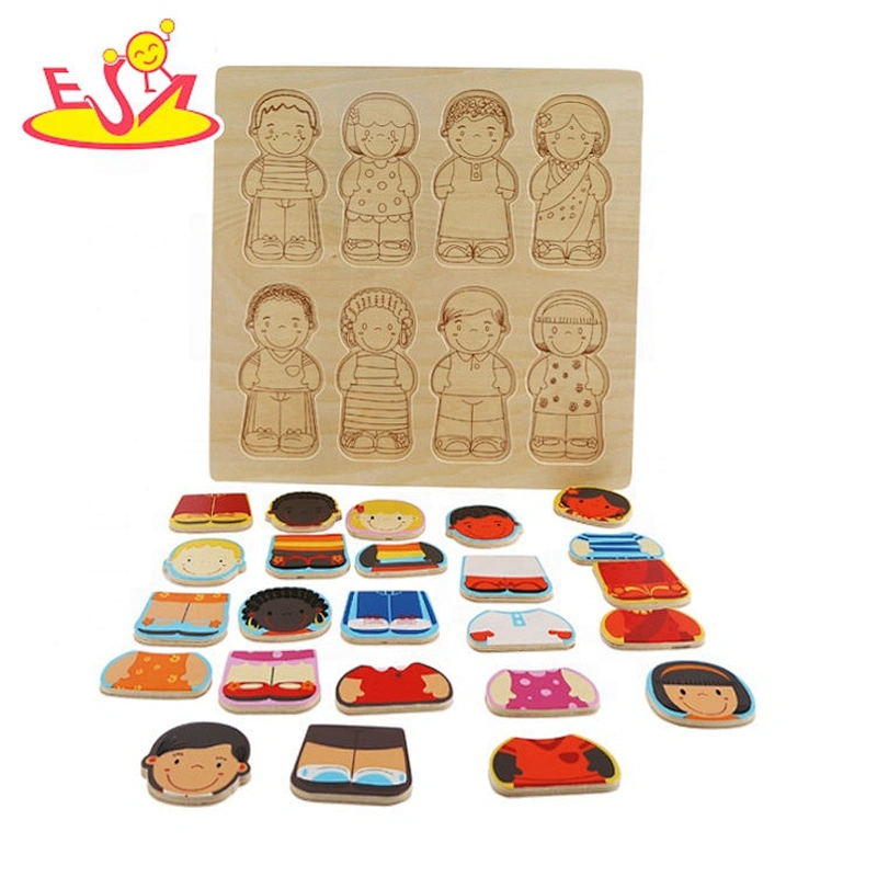 Customize preschool wooden human body puzzle for toddlers W14D116