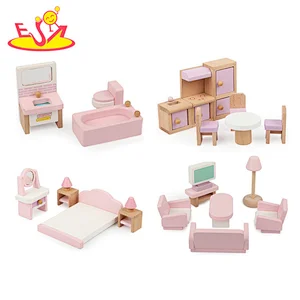 cute natural miniature children bedroom furniture mini wooden dollhouse furniture  W06B096