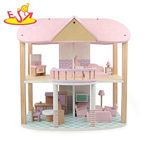 2020 wholesale pink creative wooden playhouse dolls for babies W06A385