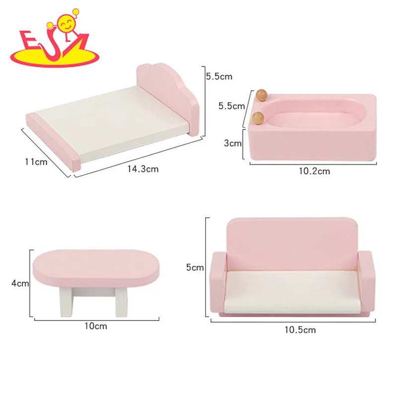 cute natural miniature children bedroom furniture mini wooden dollhouse furniture  W06B096