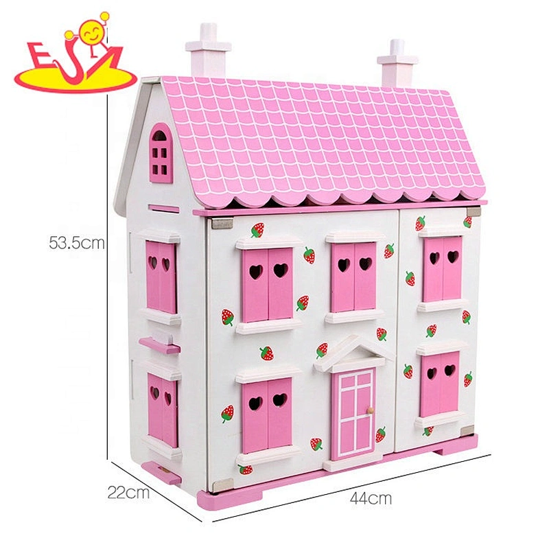 2020 top sale pink babies wooden doll house furniture for wholesale W06A387