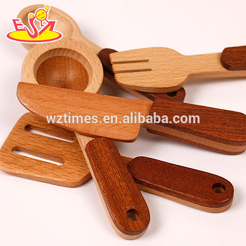 2018 Wholesale cheap kids natural wooden kitchen toy accessories high quality toddlers wooden kitchen toy accessories W10B127