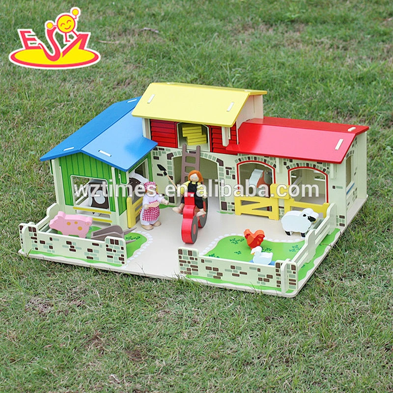 2018 juguetes de granja de madera para niños al por mayor juguetes de granja de madera de moda superior W06A167