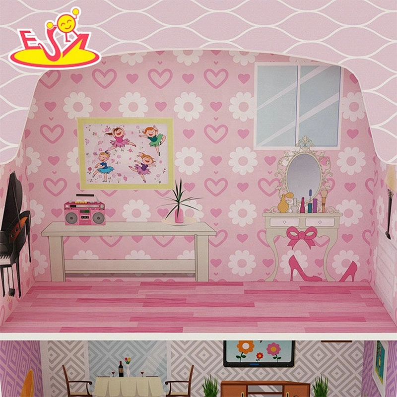 2019 New design 2 in 1 miniature wooden dollhouse kitchen for children W06A371D