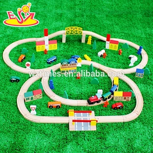 Wholesale wonderful wooden diy train tracks train railway toys for kids WJ276368