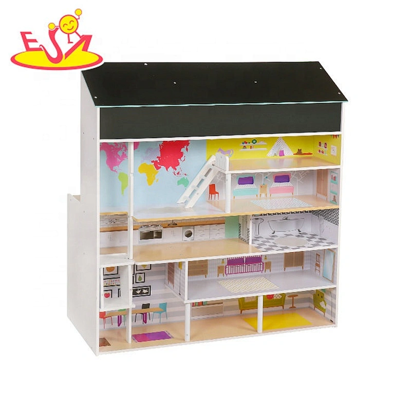 New Pretend Play Dollhouse & Kitchen Wooden kids playsets With Double-Side W10C325
