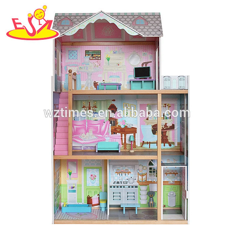 Wholesale creative commission wooden miniature dollhouse toy for children W06A247