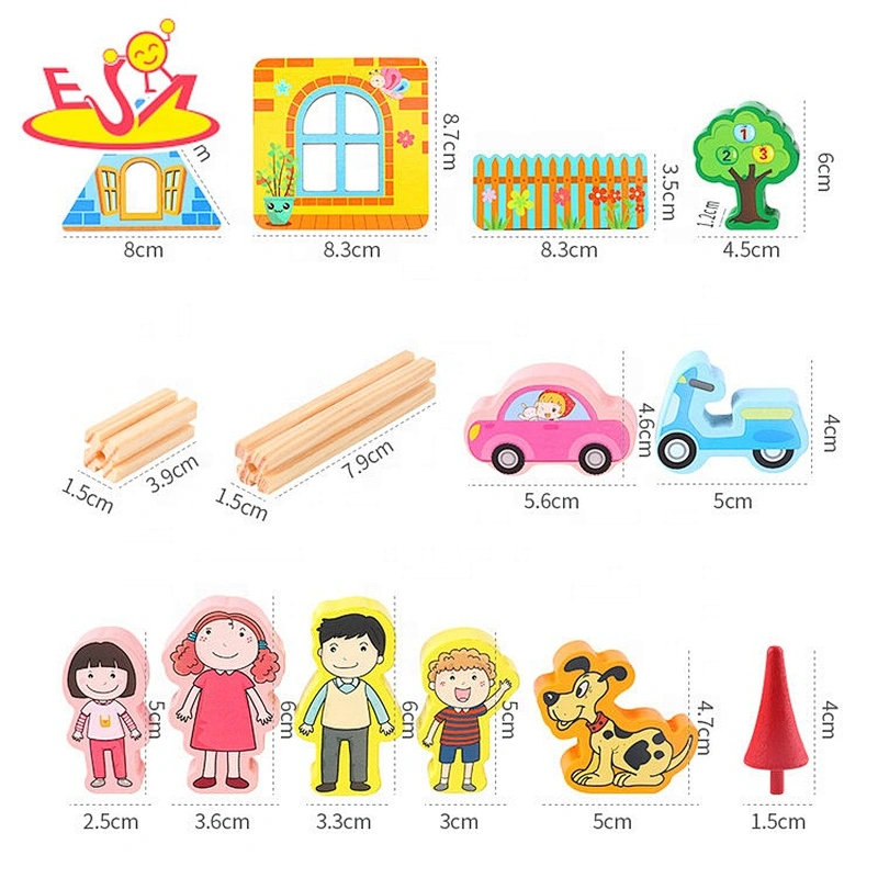 2020 high quality wooden kids assembled castle toy for education W06A389