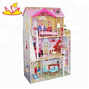 Spielen Sie Miniatur-Puppenhaus aus Holz für Kinder W06A215