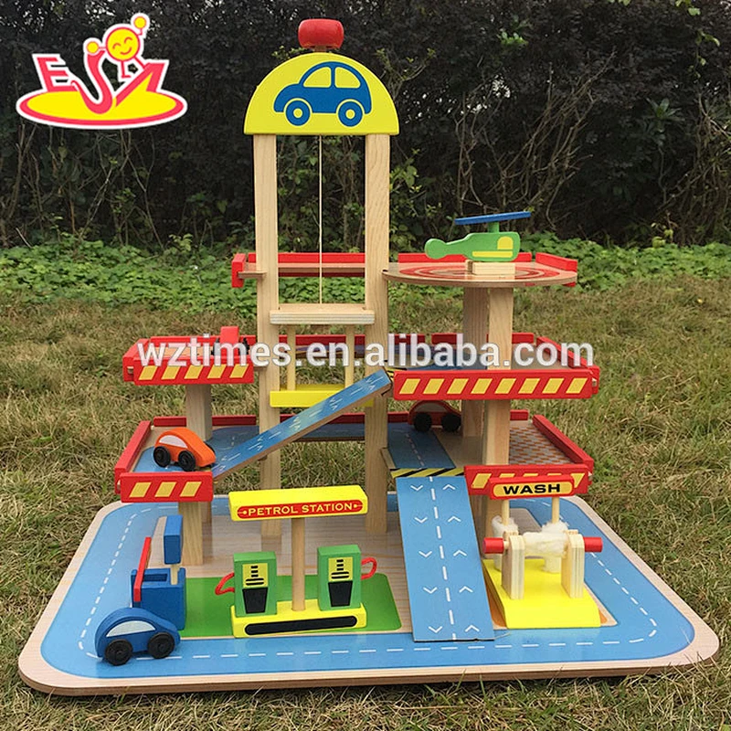 2018 Wholesale toddlers wooden car garage toy funny kids wooden car garage toy cheap children wooden car garage toy W04B034