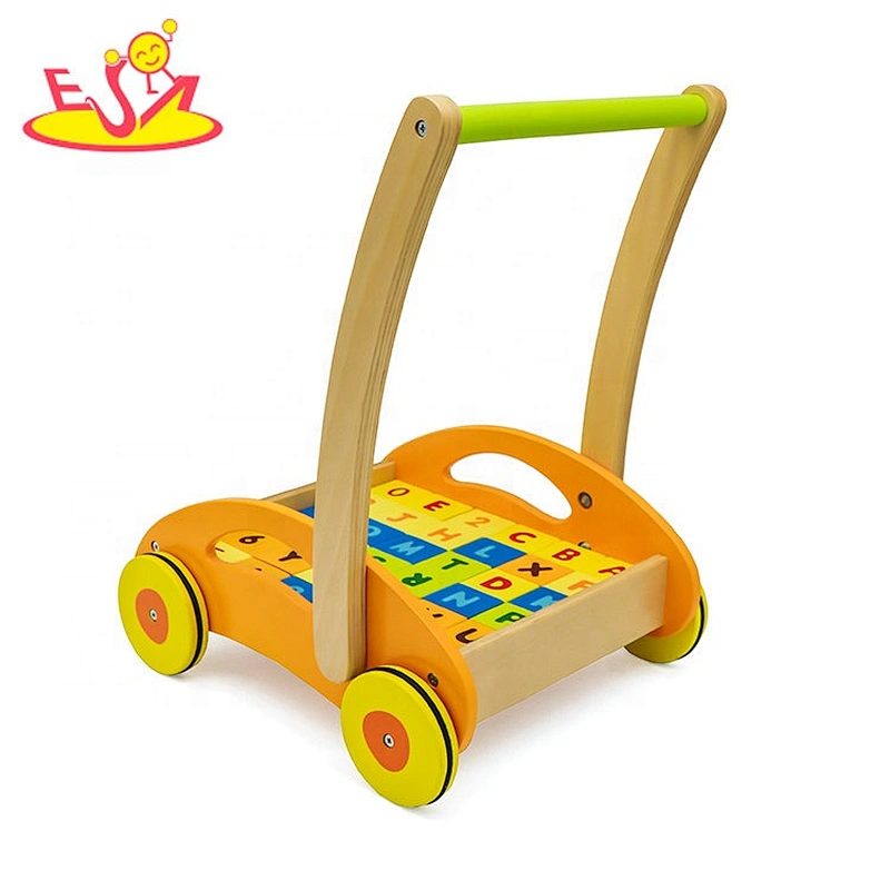 wholesale educational wooden baby walking toys with building blocks W16E017B
