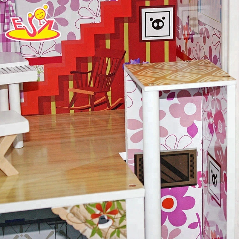Spielen Sie Miniatur-Puppenhaus aus Holz für Kinder W06A215