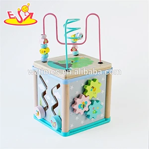 Wholesale cheap product intelligent wooden beads cube toy used in baby's playground W11B156