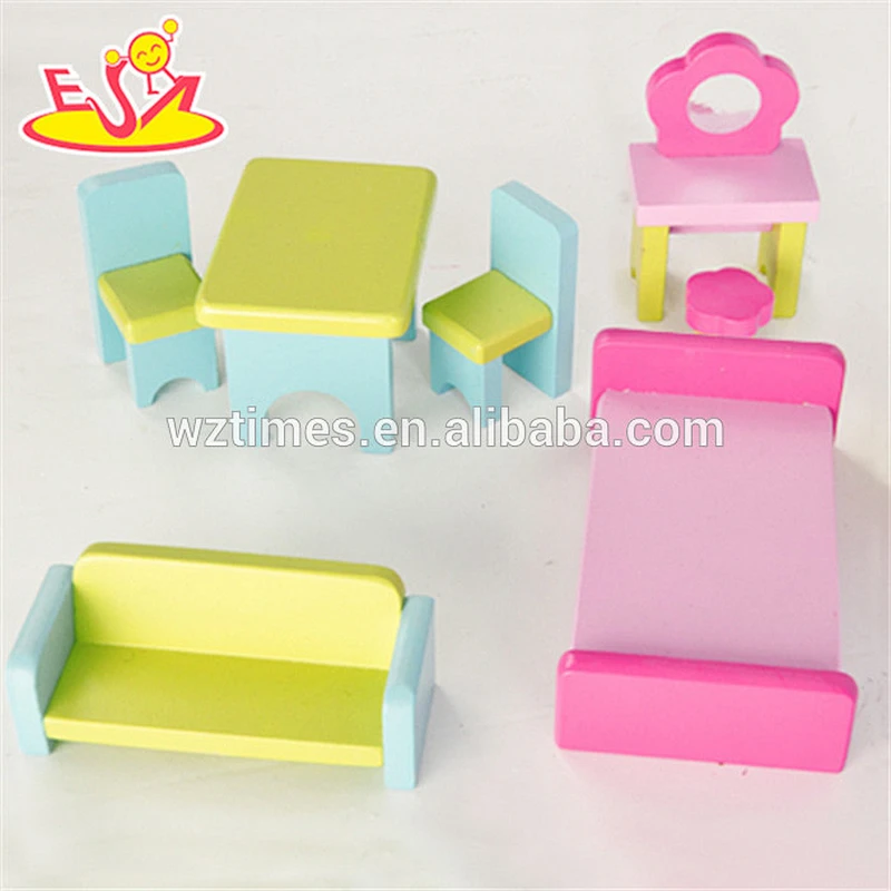 Wholesale most popular wooden girls dollhouse for kids' role play game W06A078