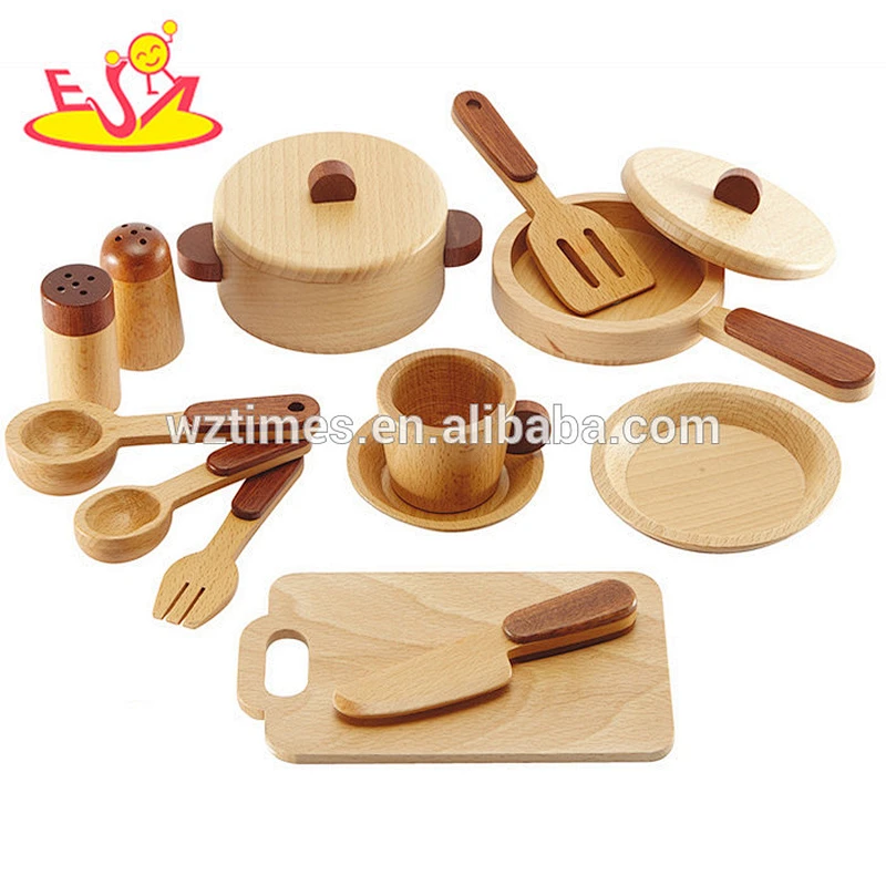2018 Wholesale cheap kids natural wooden kitchen toy accessories high quality toddlers wooden kitchen toy accessories W10B127
