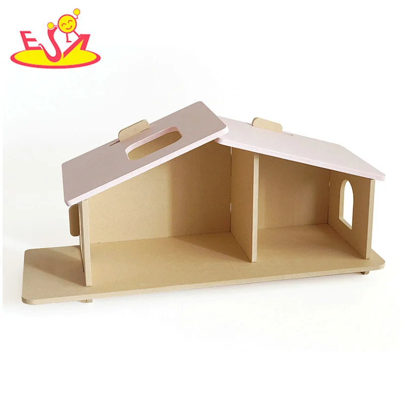 New custom design mini doll DIY playing wooden dollhouse toy for girls W06A391B