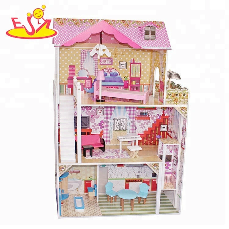 Spielen Sie Miniatur-Puppenhaus aus Holz für Kinder W06A215