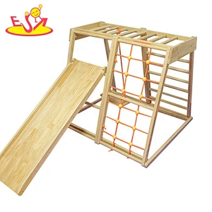 2020 New sale indoor playground wooden swing sets with climbing net W01F005