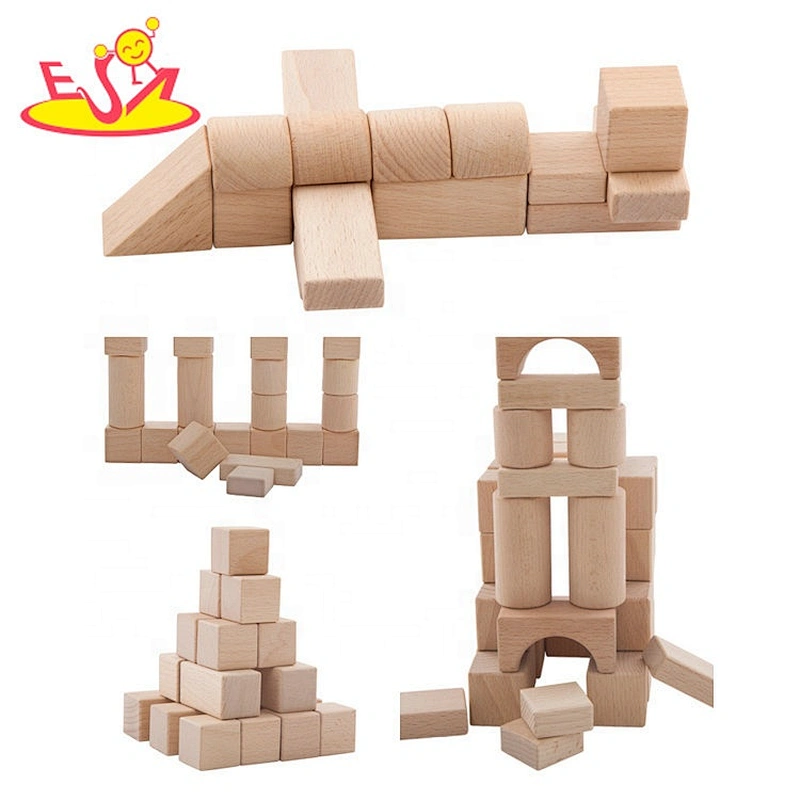 2020 Wholesale 100PCS natural wooden building blocks for kids W13A216