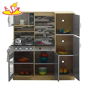 2019 New design kids large wooden toy kitchen play set for pretend cooking W10C458B
