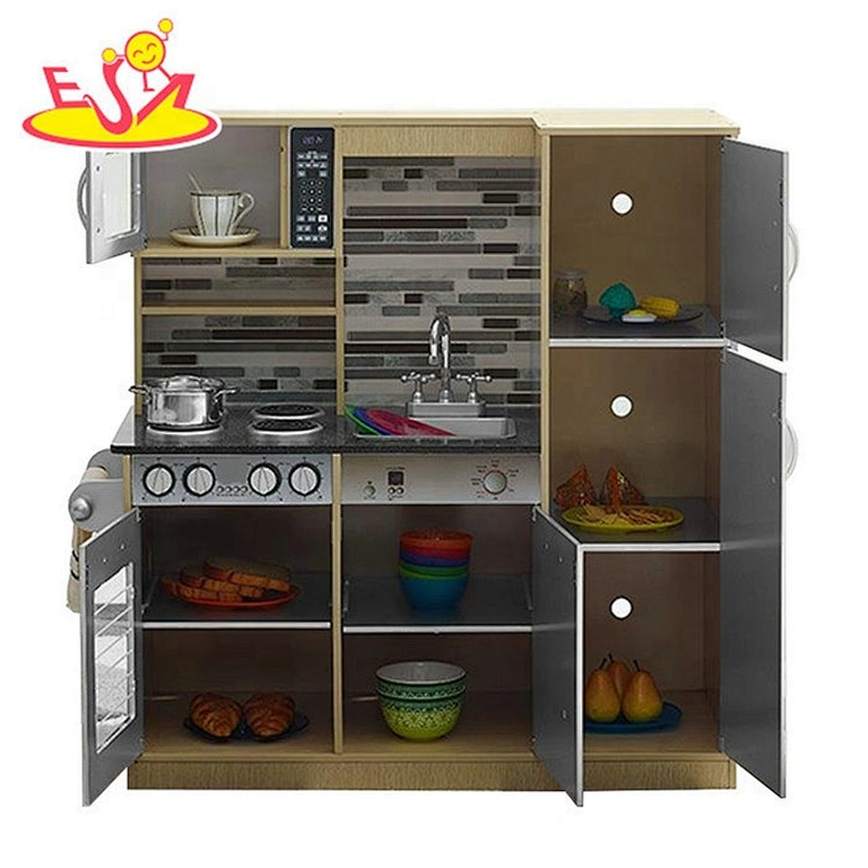 2019 New design kids large wooden toy kitchen play set for pretend cooking W10C458B